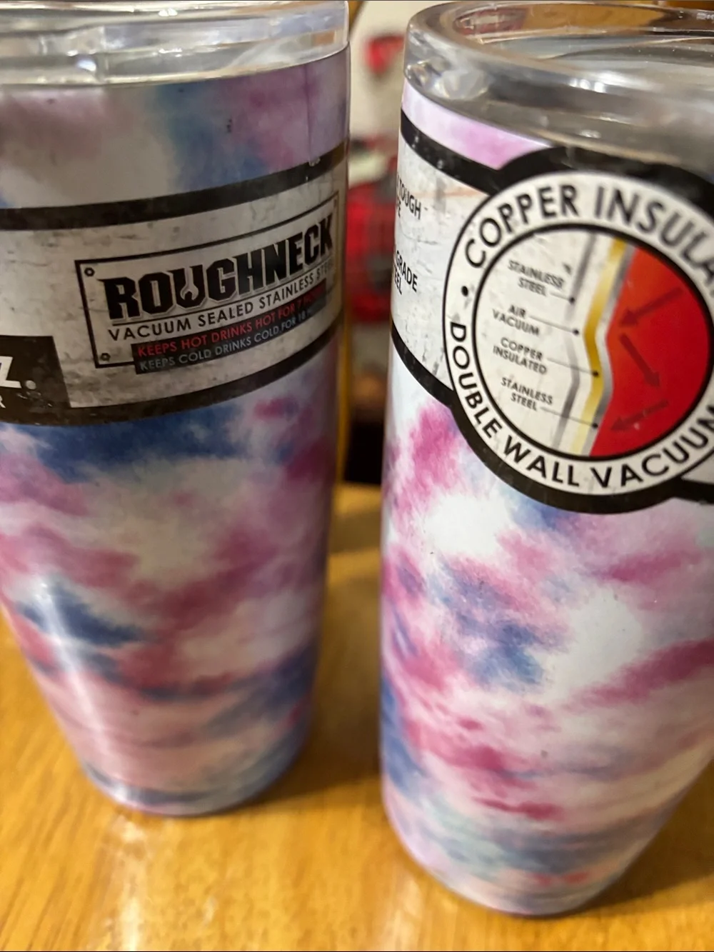 2 20oz Roughneck Tie-Dye Insulated Tumbler - Pink & Blue